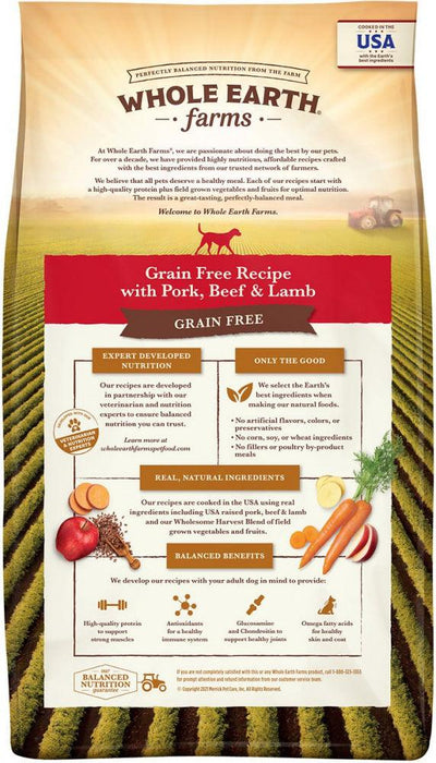 Whole Earth Farms Grain Free Recipe with Pork, Beef and Lamb Dry Dog Food - 022808855408