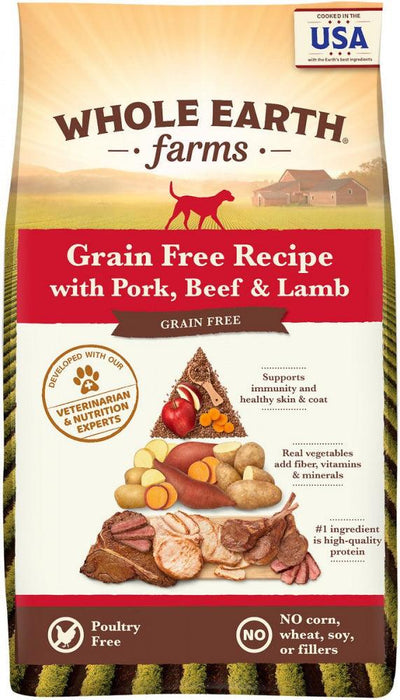 Whole Earth Farms Grain Free Recipe with Pork, Beef and Lamb Dry Dog Food - 022808855408