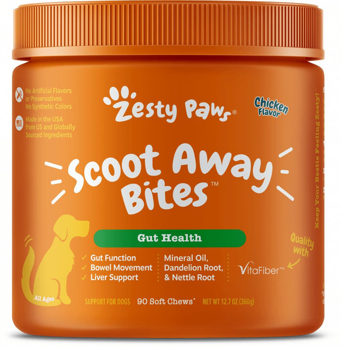 Zesty Paws Anal Gland Health Scoot Away Bites for Digestive & Immune Support Chicken Soft Chews for Dogs - 810030591375