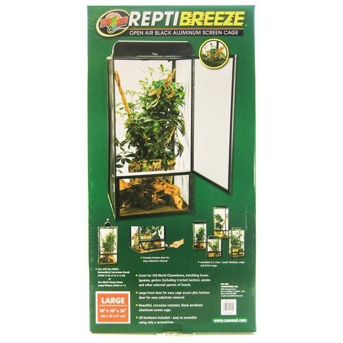 Zoo Med Reptibreeze Open Air Aluminum Screen Cage - Black - 097612091120